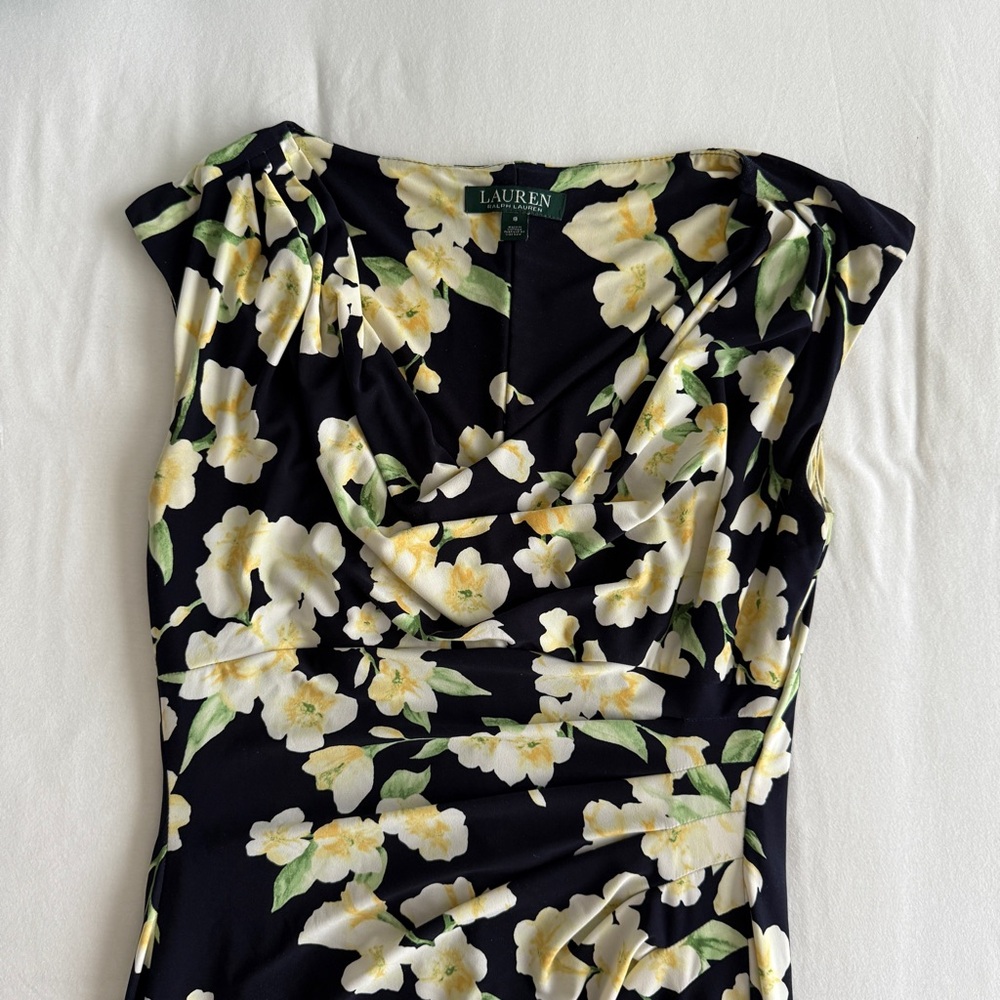 LRL Floral Black and White Dress